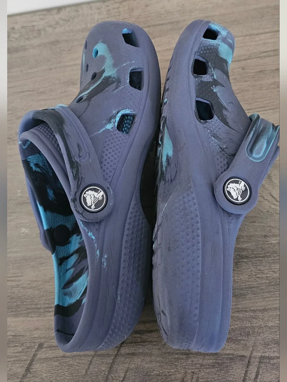 Crocs Boy Kids Blue Navy Tie Dye Slip-On Clog J 2